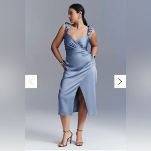 Anthropology blue wedding guest dress